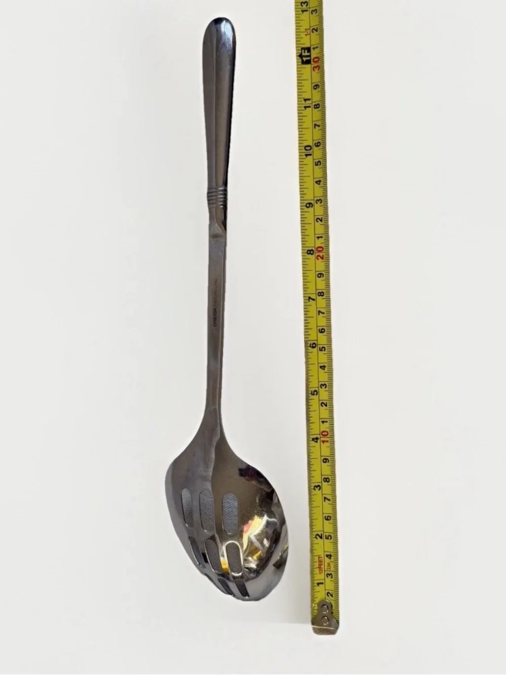Oneida Mercutio Slotted Serving Spoon 18/8 Stainless Glossy Flared Tip